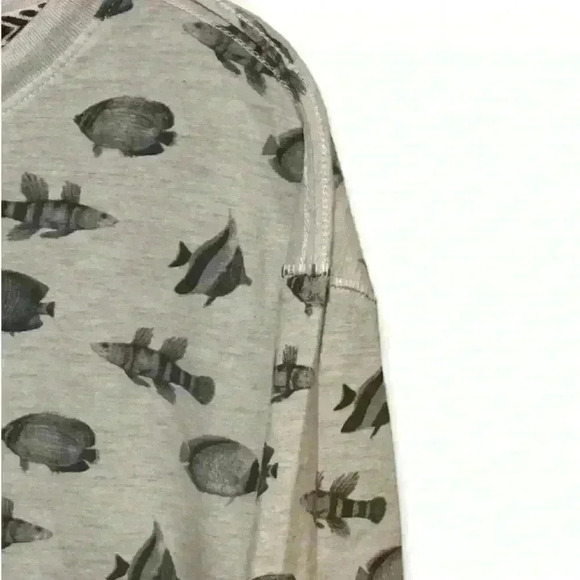 PD&C Men's Gray Fish Print Crew Neck Short Sleeve Medium - Picture 2 of 7